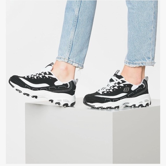 Skechers Shoes - Skechers Sport Women's D'Lites Biggest Fan Memory Foam Sneaker Black/White